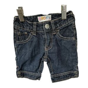 Roxy Teenie Wahine Baby 100% Cotton Embroidered Logo Cropped Denim Jeans 12mo
